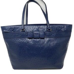 Kate Spade, Ostrich Stamped Leather, Large Tote, Purse, French Blue EUC,Like New
